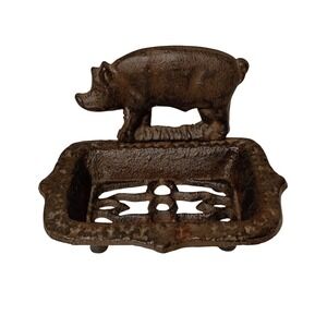 Pig Cast Iron Soap Dish‎ - Rustic Farmhouse Primitive Animal Kitchen Bathroom